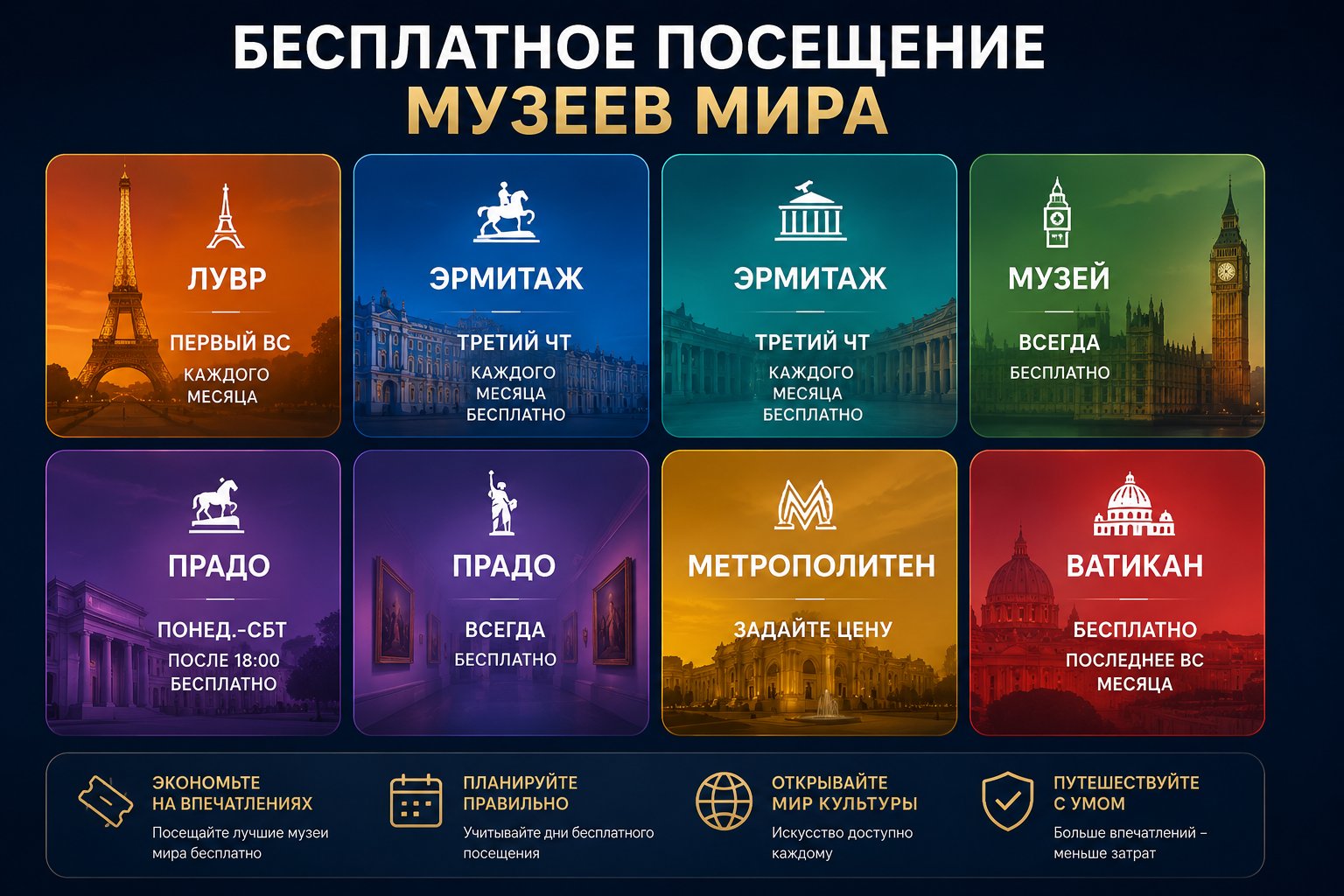 Бесплатное посещение музеев мира