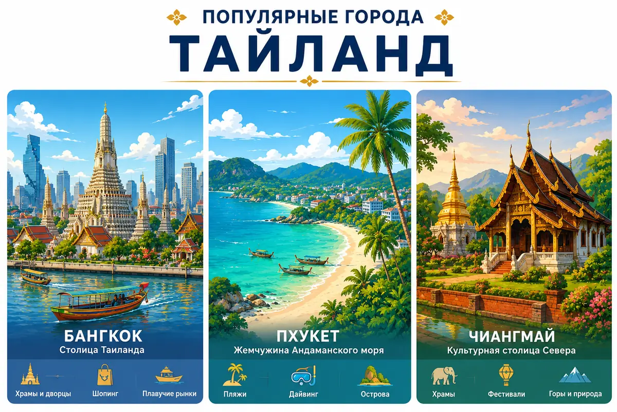 Города Таиланда — Бангкок, Пхукет, Чиангмай